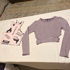 Divided girls AND ONE❤️ 2 pieces top size XS light pink black and purple…